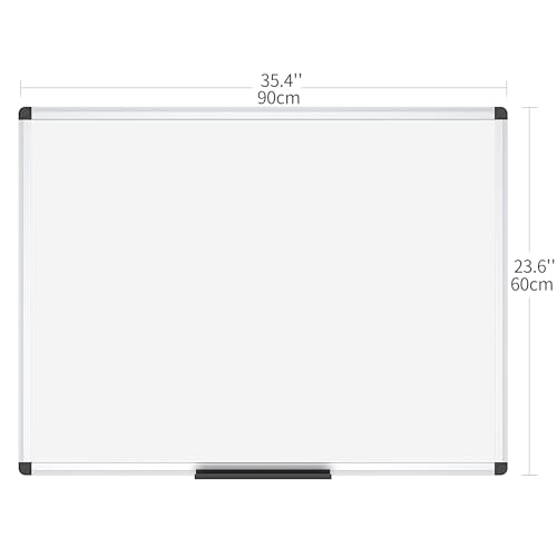 VIZ-PRO Magnetic Dry Erase Board, 36 X 24 Inches, Silver Aluminium Frame