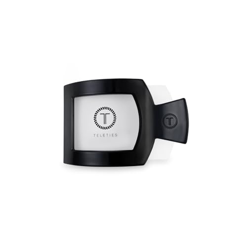 TELETIES - Small Flat Square Clip - For Lying Down, Yoga, Driving & More - Strong Grip, Bendable Teeth, Comfortable Curved Design - Ideal for Thin-Medium Hair - Core Collection - Jet Black