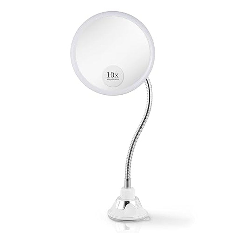 10X Magnifying Makeup Mirror with Gooseneck & Suction Cup