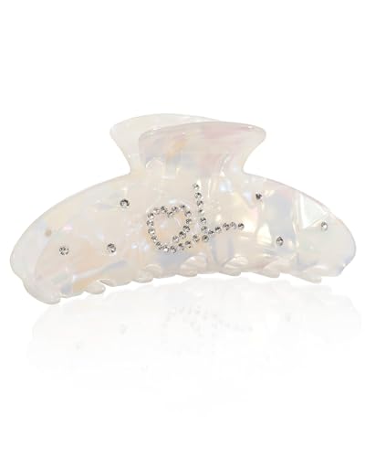 WELROG Monogram Acrylic Claw Hair Clip for Women - Non-Slip Elegant Hair Accessory, 3.9 Inch Beige