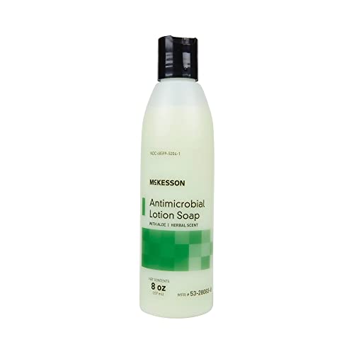 McKesson Antimicrobial Lotion Hand Soap with Aloe, 8 oz Pump Bottle [Pack of 1] - Herbal Scent, Keeps Hands Clean and Moisturized, Medical-Grade Soap
