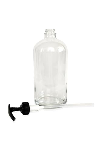 Vivaplex 32 oz Clear Glass Bottles with Black Lotion Pumps (2-Pack)