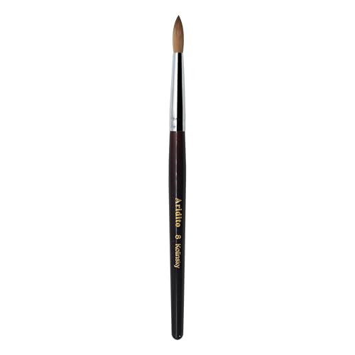 Aridito Red Wine 8# Kolinsky Acrylic Nail Brush - Round Head, Professional Manicure Tool