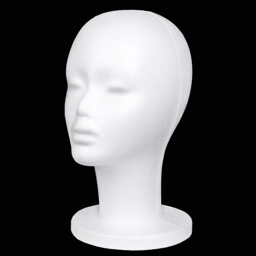 Leeven 1 Pack Foam Wig Head Stand for wigs Female Styrofoam Mannequin Head Wig Display for Style, Model, Display Hair, Hats, Hairpieces, Mask , Salon and Travel