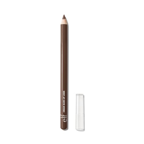 e.l.f. Cream Glide Lip Liner, Highly-Pigmented Pencil For Shaping & Sculpting Lips, Semi-Matte Finish, Vegan & Cruelty-Free, Dark Cocoa