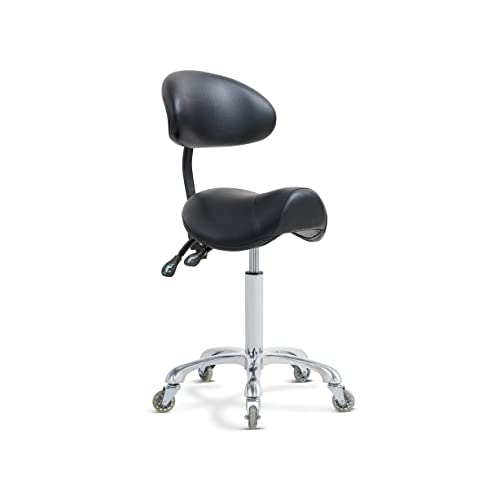 Antlu Saddle Stool with Back Support - Ergonomic Rolling Chair