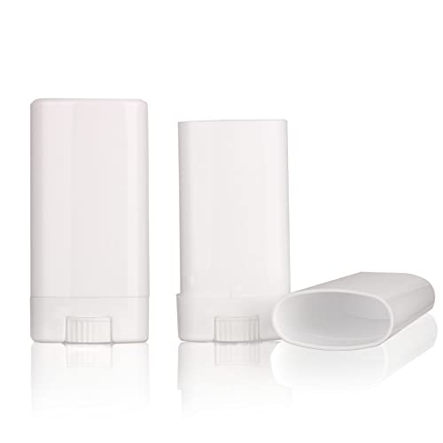 10 PCS plastic empty 15g / 0.5 oz travel size white oval shaped lip balm tube deodorant containers 15ml lipstick tube Twist up hair wax container