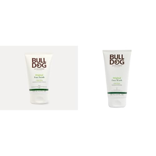 Bulldog Mens Skincare Original Face Scrub 4.2oz and Face Wash/Scrub 5oz Bundle