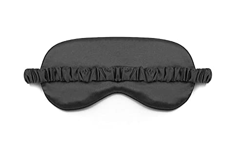 Women Imitated Silk Sleeping Mask Travel Eye Patch (Black)