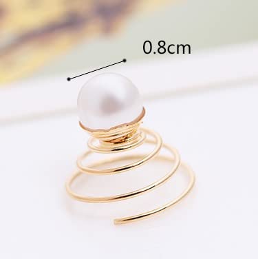 E EMZHOLE Boho Pearl Hair Accessories - Spiral Hair Pins, Gold Studs, Swirl Rings for Women and Girls (02)