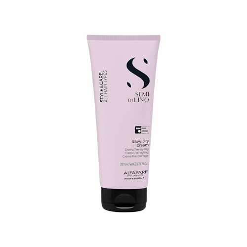 ALFAPARF MILANO Semi di Lino Style & Care Blow Dry Cream - Light Hold - Styling Cream for All Hair Types - Thermal Protection (6.76 fl oz / 200 ml)