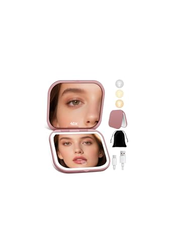 SisKokoro 40X Magnifying Mirror with Light - Compact & Rechargeable