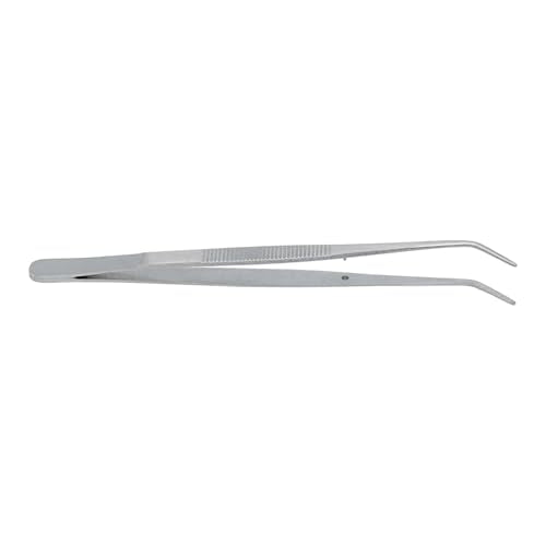 Stainless Steel Tweezers, with Curved Serrated Tip Multipurpose Tweezers Sewing Machine Tweezers Forceps for Craft Repairing (10)