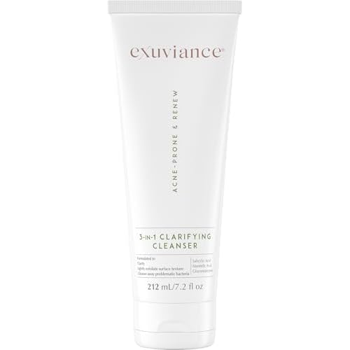 EXUVIANCE 3-in-1 Clarifying Anti-Aging Cleanser for Acne-Prone Skin with Salicylic Acid, Soap-Free Makeup Remover and Oil Control Face Wash, Exfoliates, Soothes & Improves Skin Texture, 7.2 fl. oz