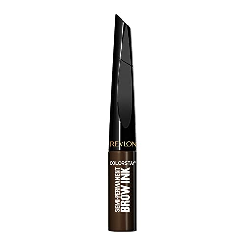 Revlon ColorStay 5-in-1 Semi-Permanent Brow Ink with Spoolie Brush, Waterproof, Transfer-proof, Smudge-proof, Easy to Remove Eyebrow Makeup, 355 Dark Brown Ink, 0.09 fl oz.