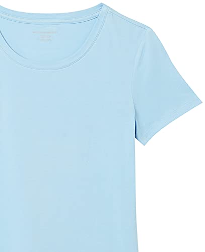 Amazon Essentials Women's Classic-Fit Short-Sleeve Crewneck T-Shirt, Pack of 2, Dark Green/Powder Blue, X-Small