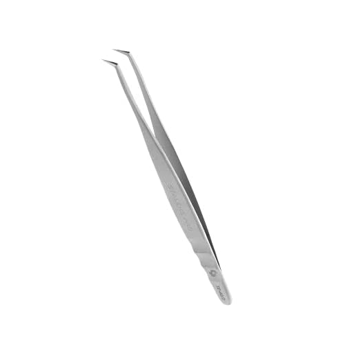 STALEKS PRO Eyelash Tweezers, Silver, Ergonomic, Stainless Steel