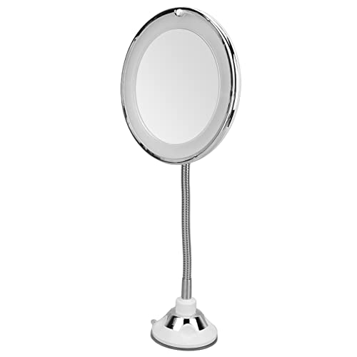 10X Magnifying Makeup Mirror with LED Light & Suction Cup