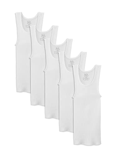 Fruit of the Loom Boys' Cotton Tank Top Undershirt (Multipack), Boys-120-White, X-Small