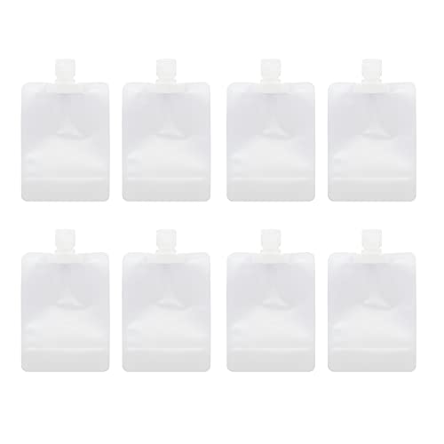 RIIEYOCA 8 Piece Portable Fluid Packing Bag,Refillable Travel Pouches Clear Plastic Empty Packaging bag,for Shampoo/Shower Gel/Hand Sanitizer/Cosmetic Divide Bag(100ml)