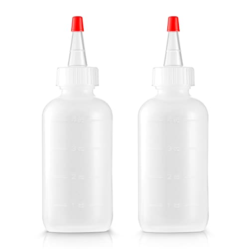 Soft Squeeze Hair Applicator Bottle for Hair Treatment, Scalp Oil, Root, Color, 4 Ounce Translucent with Measuring Scale and Cap, BPA Free, 2 Pack