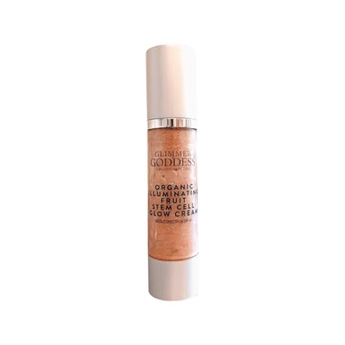 Glimmer Goddess Organic Illuminating Fruit Stem Cell Glow CC Cream SPF 45 - Skin Moisturizer with Anti-Aging, Nourishing Pearls, Vegan, Reef-Safe, Dry Skin, ROSE GOLD GLOW 2 oz