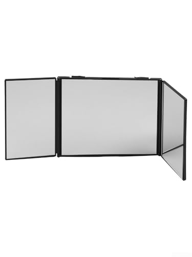 VRTYVEYBB 3-Way Tri-Fold Vanity Mirror 360° Fold-Out for Makeup & Grooming, Portable 6.7 x 6.3 inches, Black