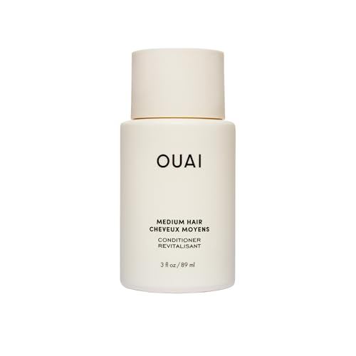 OUAI Medium Conditioner Travel Size - Hydrating Hair Conditioner with Coconut Oil, Babassu Oil, and Keratin - Strengthens, Repairs and Adds Shine - Paraben and Phthalate Free Hair Care Products (3 Oz)