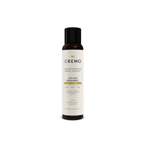 Cremo Italian Bergamot Deodorizing Body Spray for Men, 3.5 Fl Oz - Fresh Fragrance