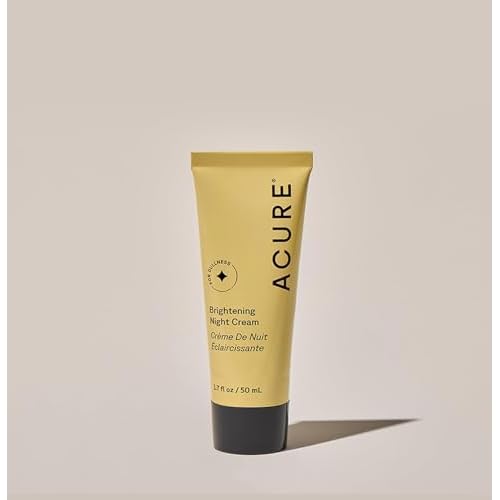 Acure Brightening Night Cream - Radiance Boosting Night Face Cream for Women & Men, Hydrating & Revitalizing Moisturizer for Uneven Skin Tone & Dullness w/Chlorella, Echinacea & Argan Oil - 1.7 fl oz