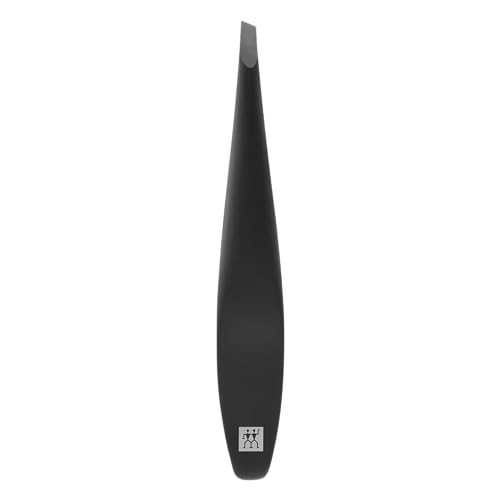 ZWILLING Tweezer (slanted tip, removal of eyebrow hair and splinters, extended handle width, hypoallergenic), Premium, Black, 4 inch