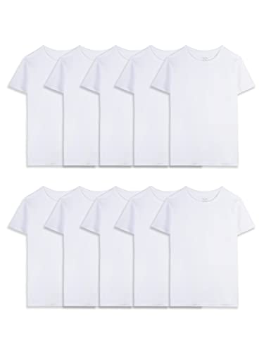 Fruit of the Loom Big Cotton T Shirt, Boys-5 Pack-White, Large