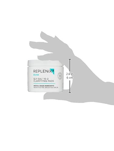 Replenix Gly-Sal Clarifying Acne Pads, 60 Count, Medical-Grade Glycolic Acid & 2% Salicylic Acid Exfoliating Pads for Acne-Prone Skin, Help Clear Blemishes & Refine Pores, Non-Oily