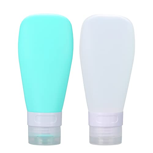 LUFEVRM 2-Pack 3oz Silicone Travel Bottles with Carry Bag