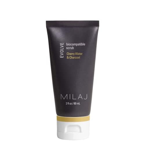 MILAJ Evolve Biocompatible Face Scrub | Charcoal & Cherry Water Facial Exfoliator to Cleanse Pores and Reduce Uneven Skin Tone | Clean Skincare for Regular Use 2fl oz