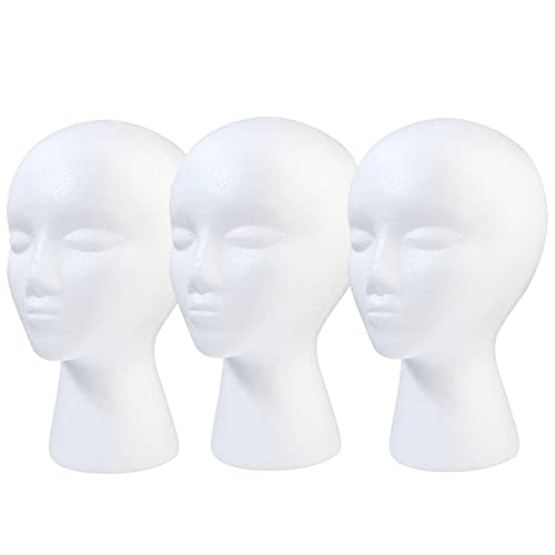 BALABALA 3-Pack Mannequin Heads - Foam Wig Stand with Long Neck