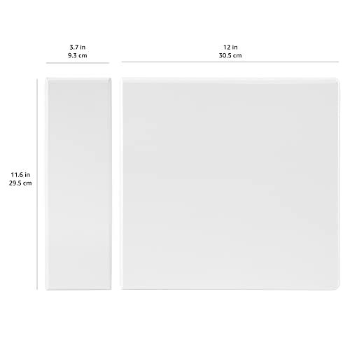 Amazon Basics Economy 3 Ring Binder, 3" D-Ring, 2-Pack, White