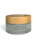 Frosted Glass Cosmetic Jars with Bamboo Lids, Set of 3