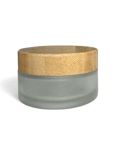 Frosted Glass Cosmetic Jars with Bamboo Lids, Set of 3