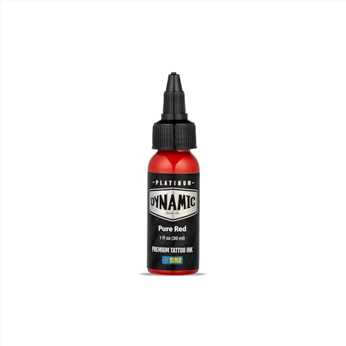 Dynamic Color Co - Platinum Collection Pure Red Tattoo Ink, Reach Compliant Premium Tattoo Ink, Safe for European Regulations, Made in Spain, (1 oz Bottle)