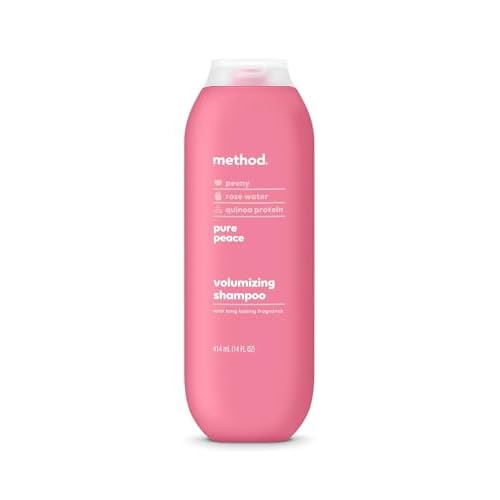 Method Volumizing Shampoo, Pure Peace with Rose, Peony, and Pink Sea Salt Scent Notes, Paraben and Sulfate Free, 14 oz (Pack of 1)