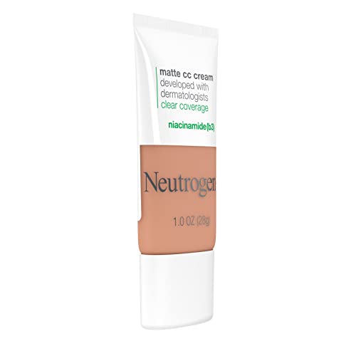 Neutrogena Clear Coverage Flawless Matte CC Cream, Full-Coverage Color Correcting Cream Face Makeup with Niacinamide (b3), Hypoallergenic, Oil Free & Fragrance Free, Fawn, 1 oz