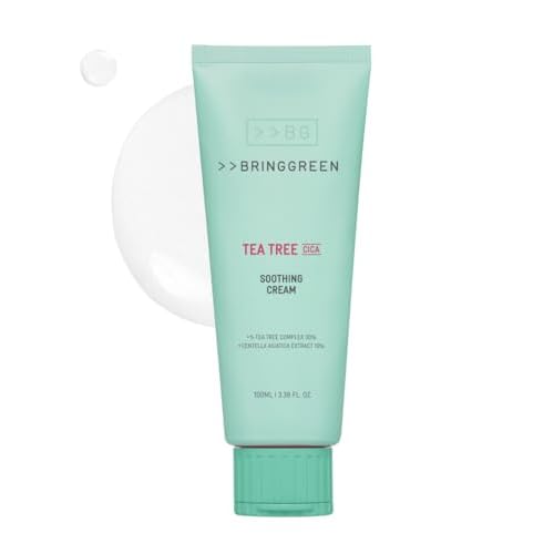 BRING GREEN Tea Tree Cica Soothing Cream Plus 100ml Korean Skin care, calming and soothing, moisturizer for skin, facial cream, trouble care, Blackhead Removing Pore care (Pack of 1)