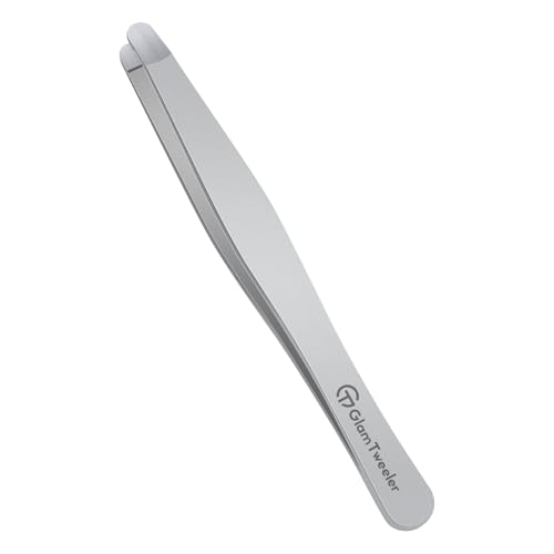 Premium Hand-Made Tweezers with Safe Rounded Tip & Comfort Spring for Pain-Free Plucking, Thick Stainless Steel for Precise Grip on Eyebrows & Facial Hair, Designed for Women and Men