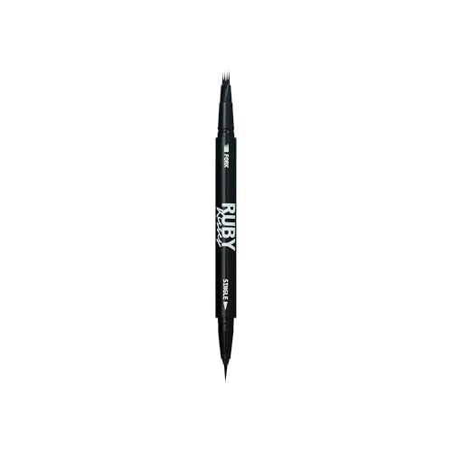Ruby Kisses Microblading Eyebrow Pencil Waterproof Dual-Ended Brow Pen for Natural Hair-Like Strokes (Black Brown)