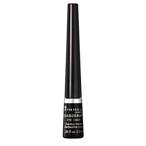 Rimmel London Scandaleyes Exaggerate Liquid Eyeliner, Intense Color, Long-Wearing, Waterproof, 001, Black, 0.08oz (Pack of 2)