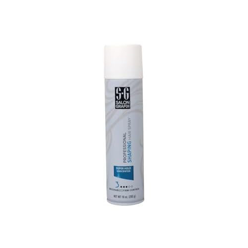 Salon Grafix Professional Shaping Hair Spray, Super Hold Unscented, 10 oz (Pack of 4)