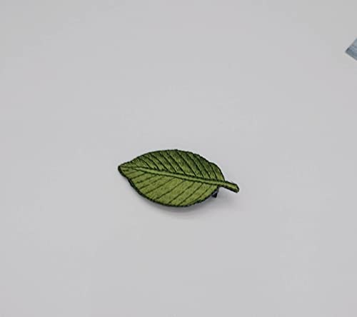 Leaves Hair Clip Embroidery Leaf-Shaped Hairpin Girls Leaves Hair Barrettes BW06 (2 Pcs-Green)