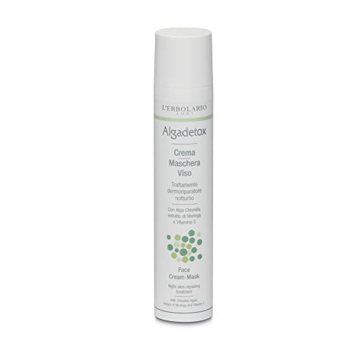 L'Erbolario Algadetox Face Cream Mask, 2-in-1 Skin Repairing Night Cream, Treatment with Vitamin C Extract, Helps Skin Regain Its Natural Splendour, Restores Skin's Natural Barrier, 1.6 oz