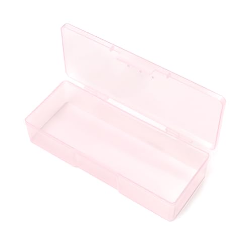 Transparent Nail Art Storage Box with Pink Flip Lid